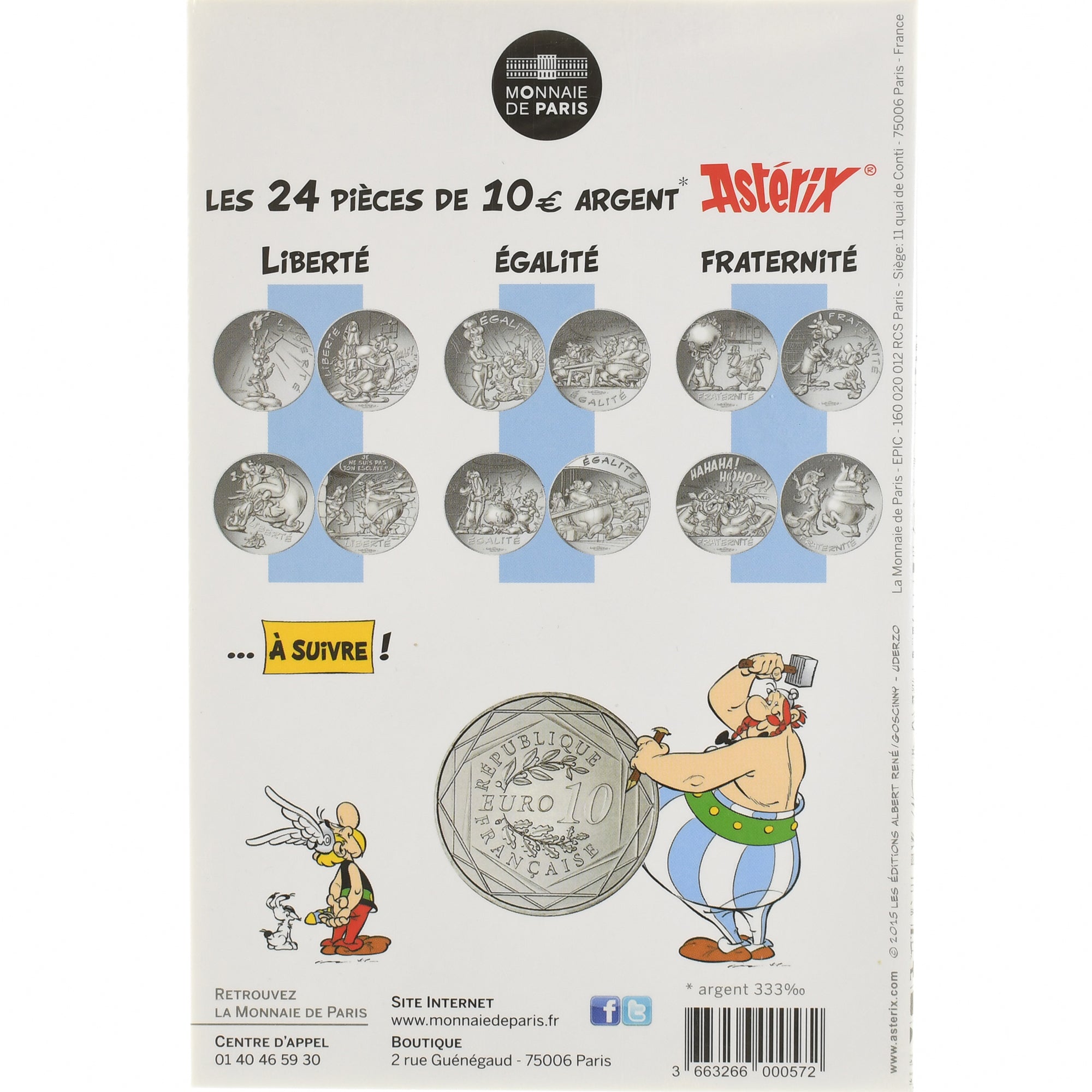 France, 10 Euro, Astérix Liberté (Astérix chez les bretons), 2015, MDP, BU