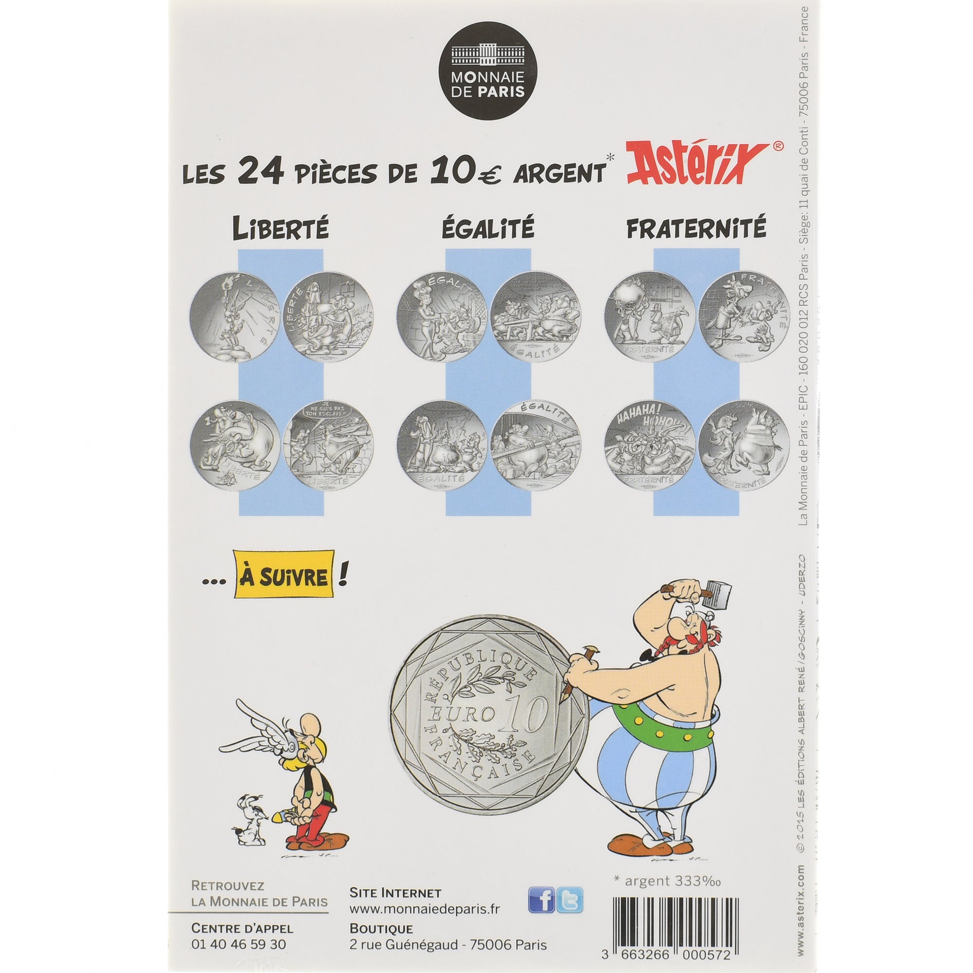 France, 10 Euro, Astérix Liberté (La rose et le glaive), 2015, MDP, BU, FDC