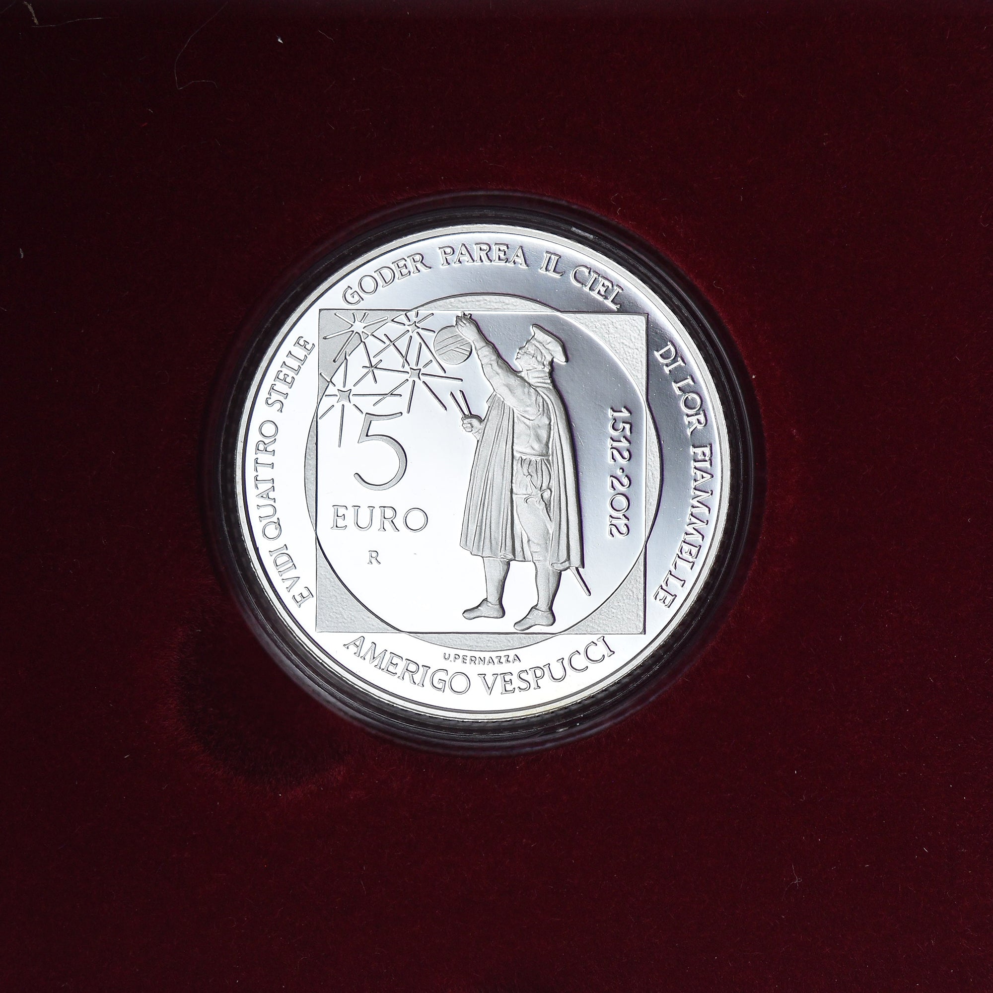 Saint Marin , 5 Euro, Morte di Amerigo Vespucci (500° Anniv.), 2012, Rome, BE