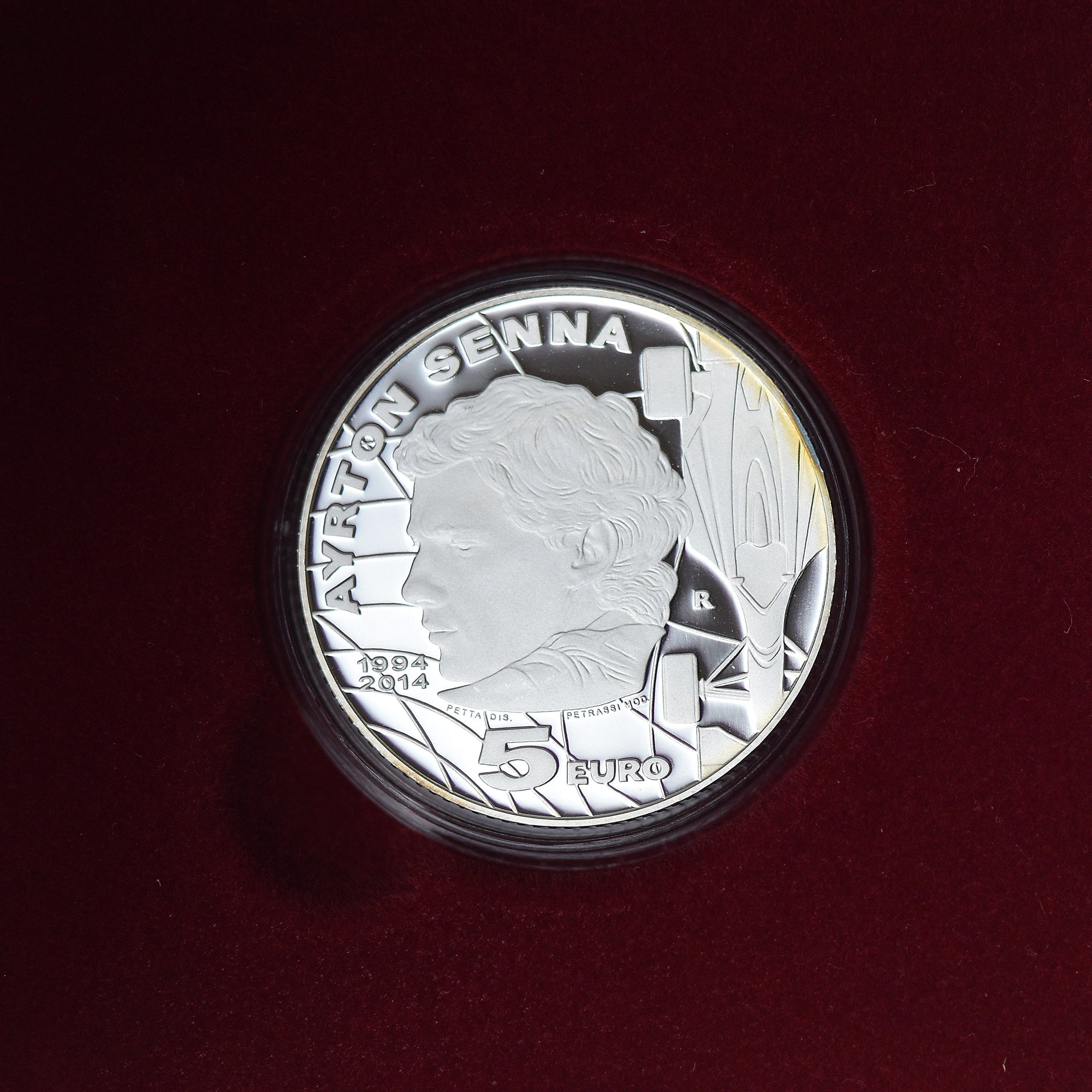 San Marino, 5 Euro, Scomparsa di Ayrton Senna (20° Anniv.), 2014, Rome, BE