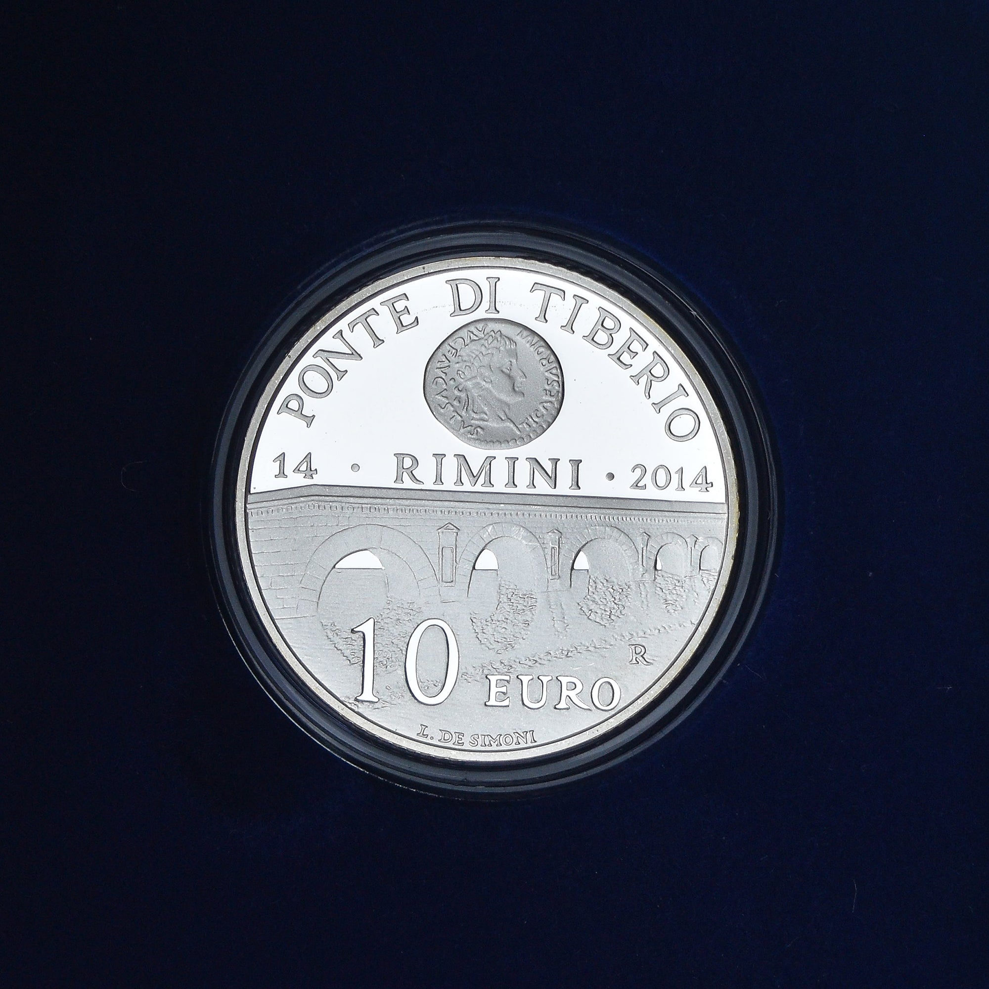San Marino, 10 Euro, Ponte di Tiberio in Rimini, 2014, Rome, BE, MS(65-70)
