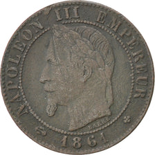 FRANCE, Napoléon III, Centime, 1861, Strasbourg, KM #795.2, VF(20-25), Bronze, G