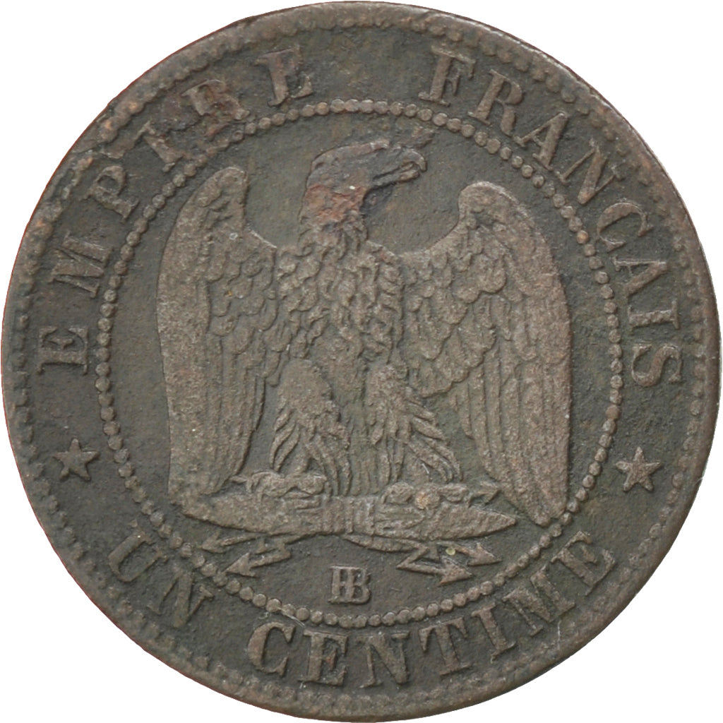 FRANCE, Napoléon III, Centime, 1861, Strasbourg, KM #795.2, VF(20-25), Bronze, G