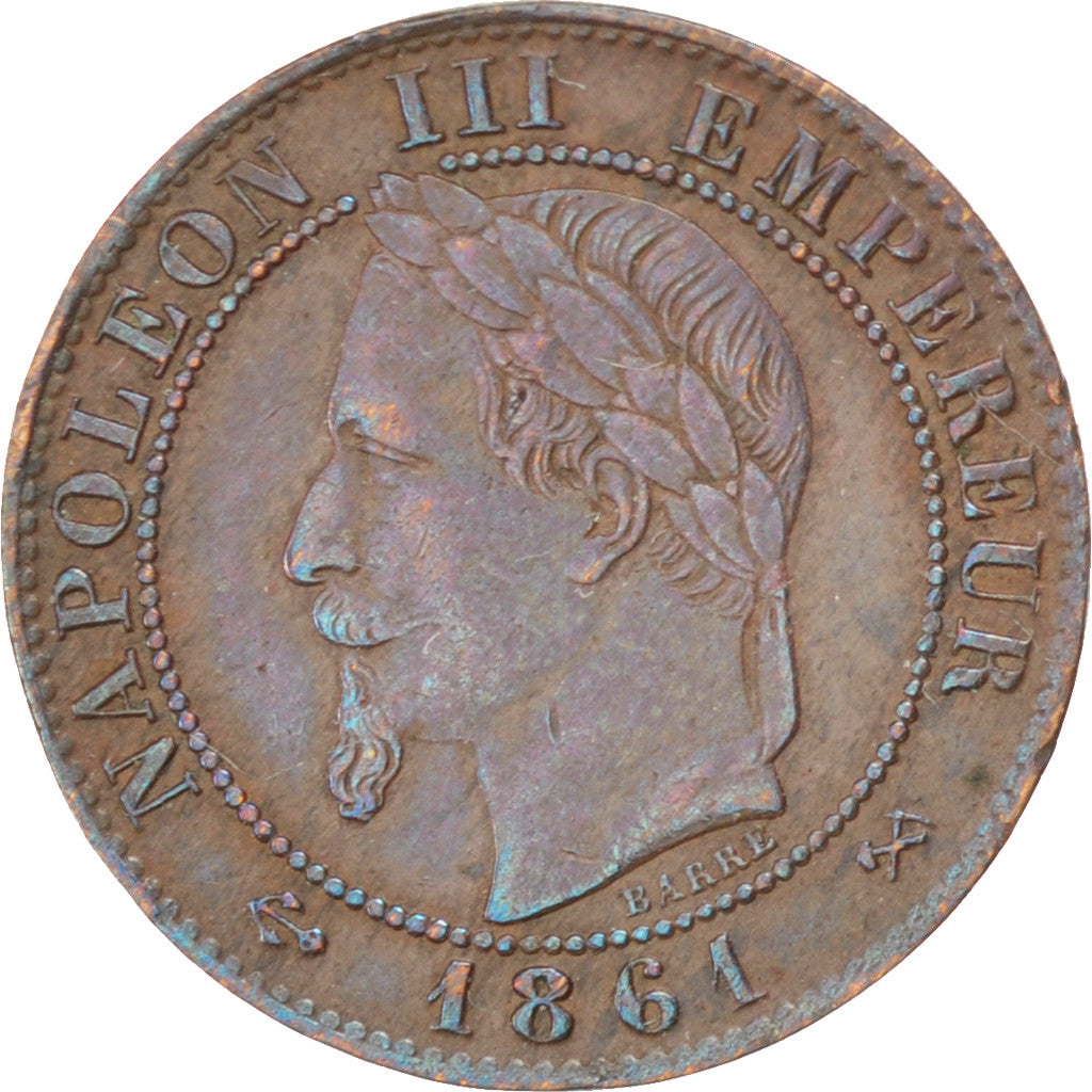 FRANCE, Napoléon III, Centime, 1861, Bordeaux, KM #795.3, EF(40-45), Bronze, G..