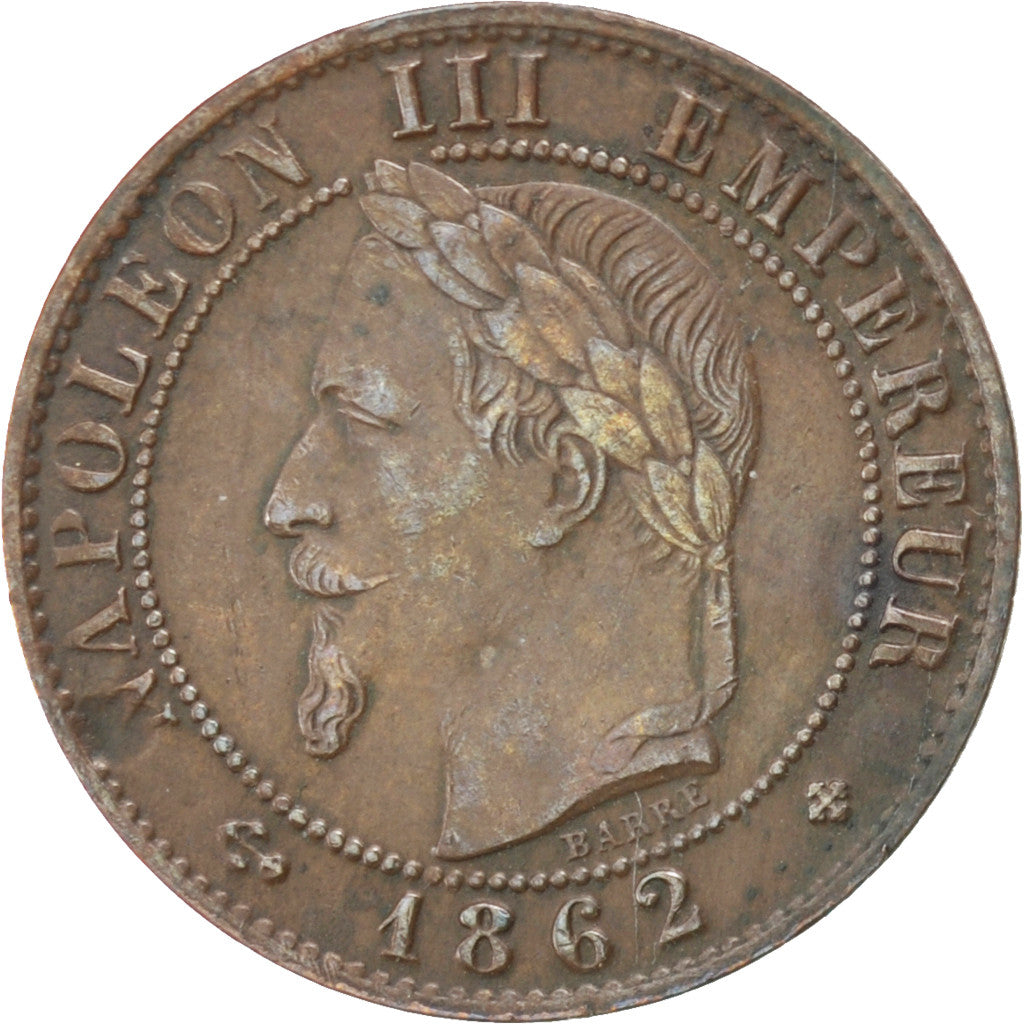 FRANCE, Napoléon III, Centime, 1862, Strasbourg, KM #795.2, AU(50-53), Bronze, G