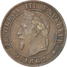 FRANCE, Napoléon III, Centime, 1862, Strasbourg, KM #795.2, AU(50-53), Bronze, G