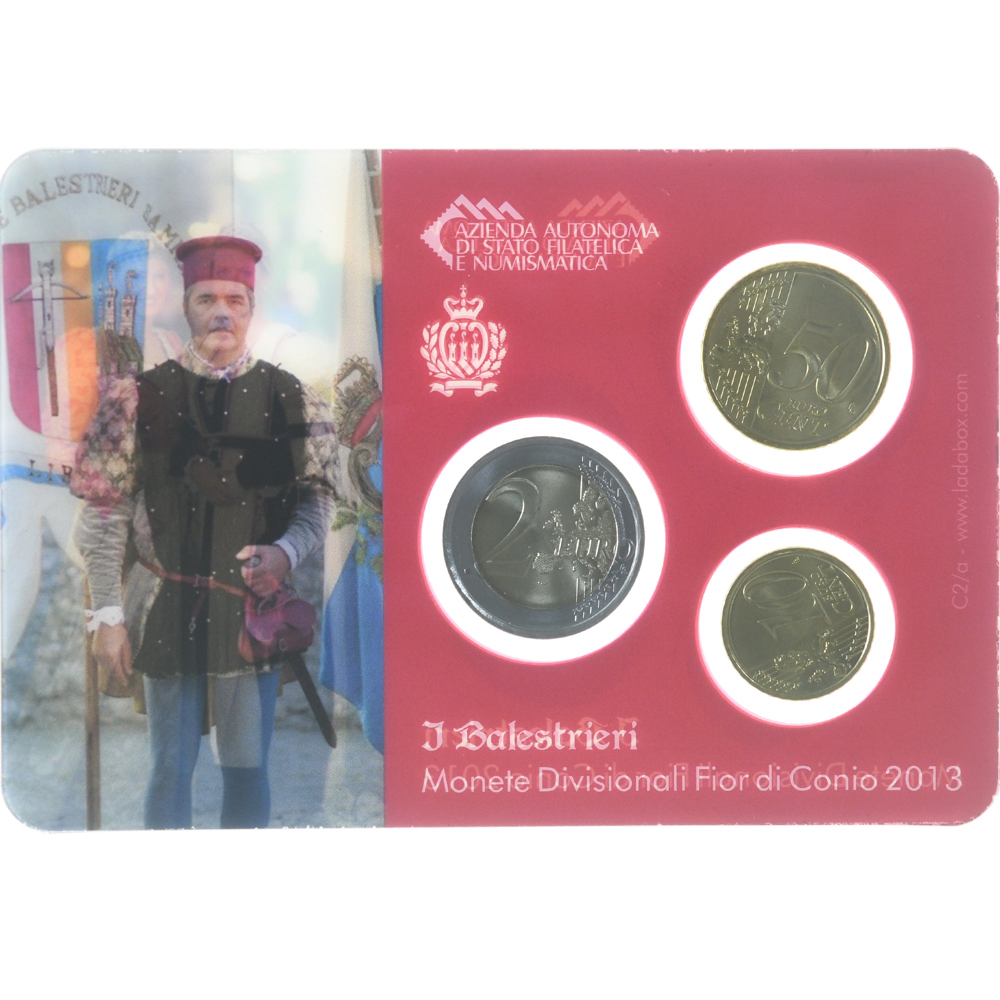 San Marino, 10c. + 50c. + 2€, I Balestrieri, 2013, Rome, FDC, MS(65-70)