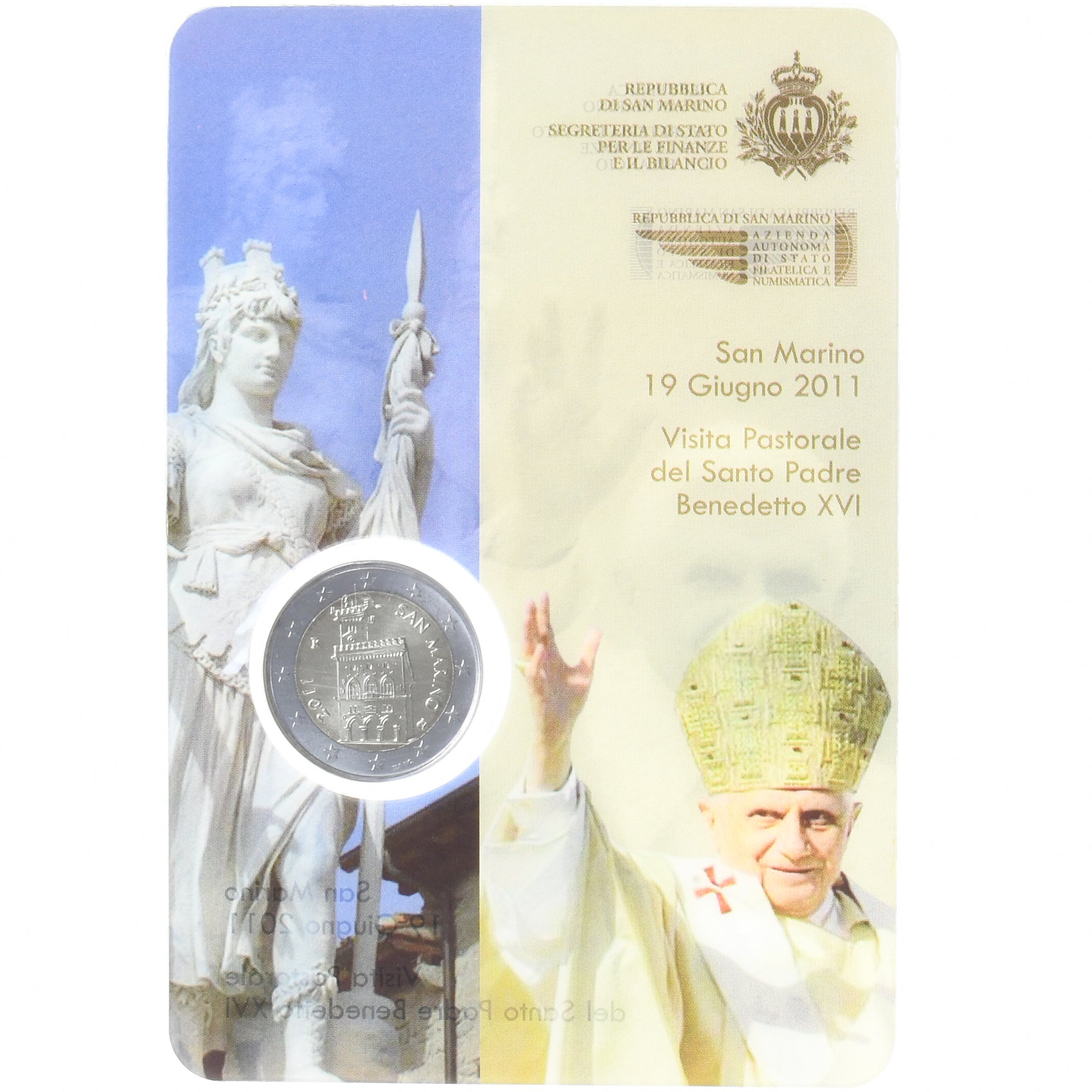 San Marino, 2 Euro, Visita Pastorale del Santo Padre Benedetto XVI, 2011, Rome