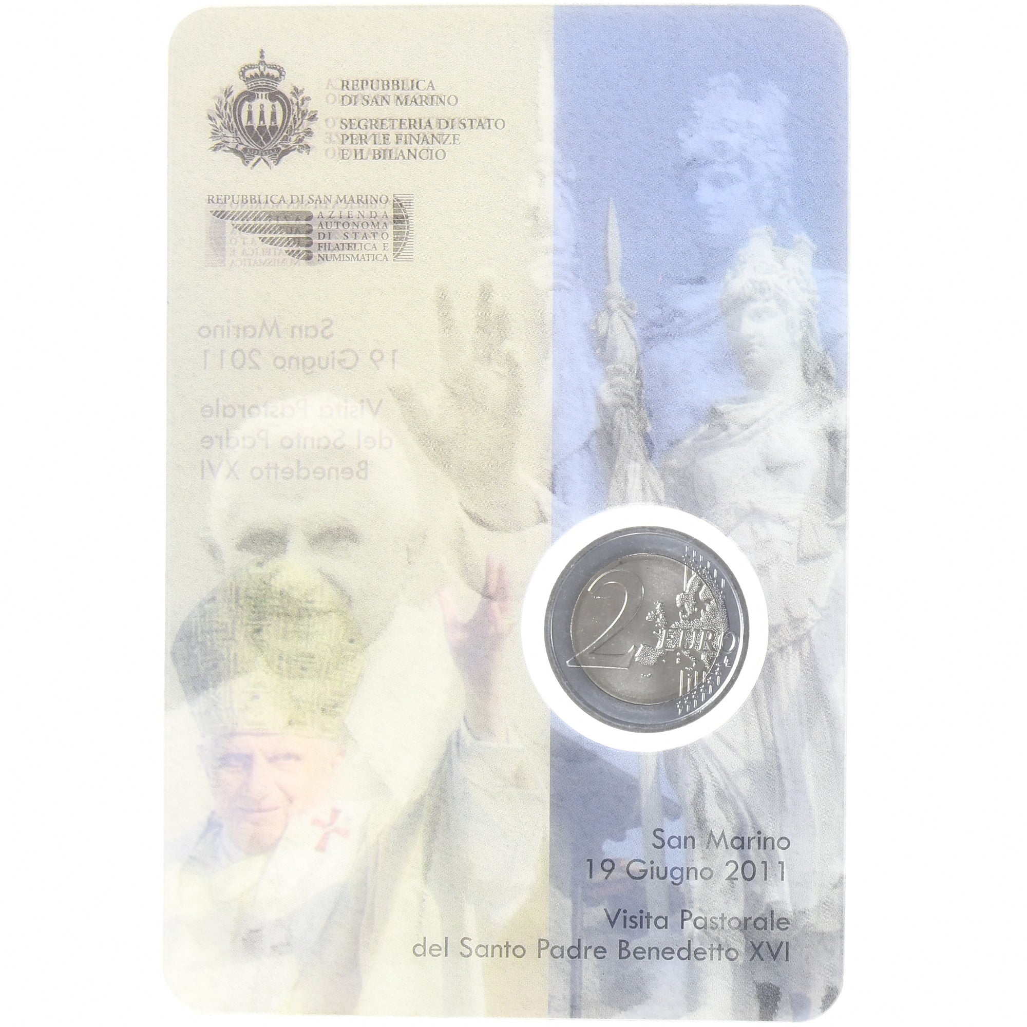 San Marino, 2 Euro, Visita Pastorale del Santo Padre Benedetto XVI, 2011, Rome