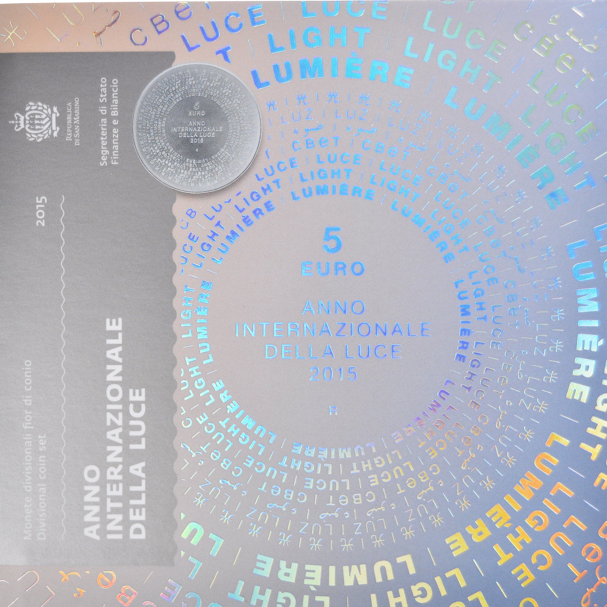 San Marino, Coffret 1c. à 5€, Anno internazionale de la luce, 2015, Rome