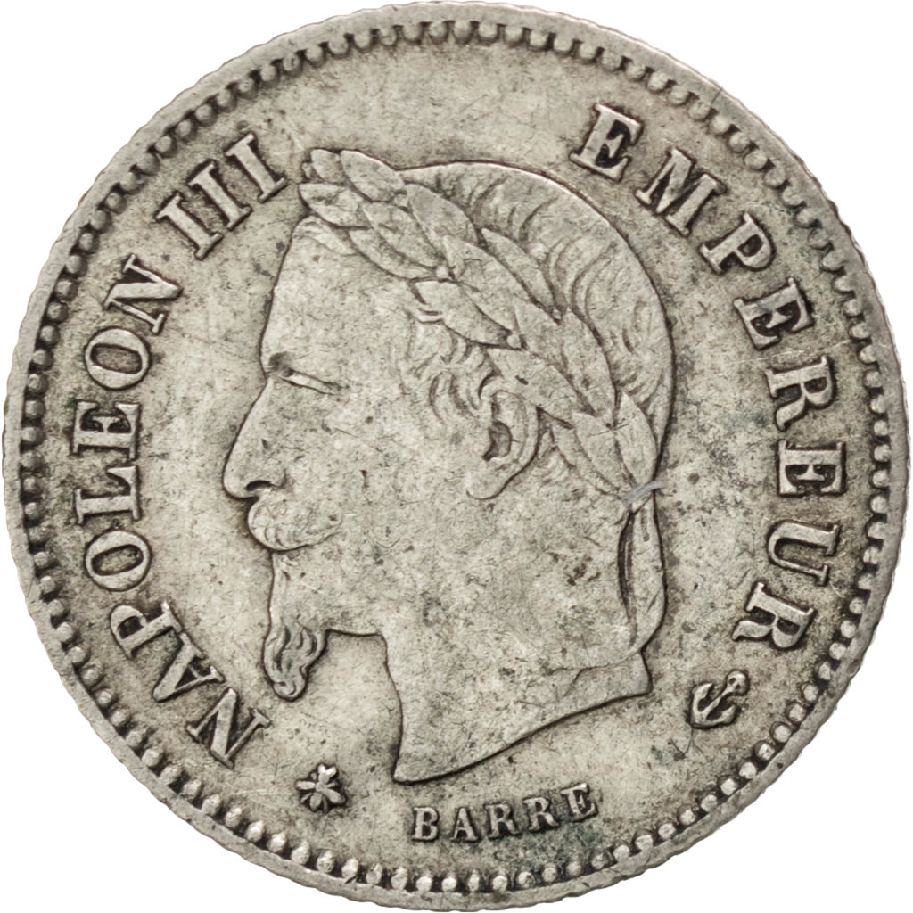 FRANCE, Napoléon III, 20 Centimes, 1867, Paris, KM #808.1, EF(40-45), Silver, G.