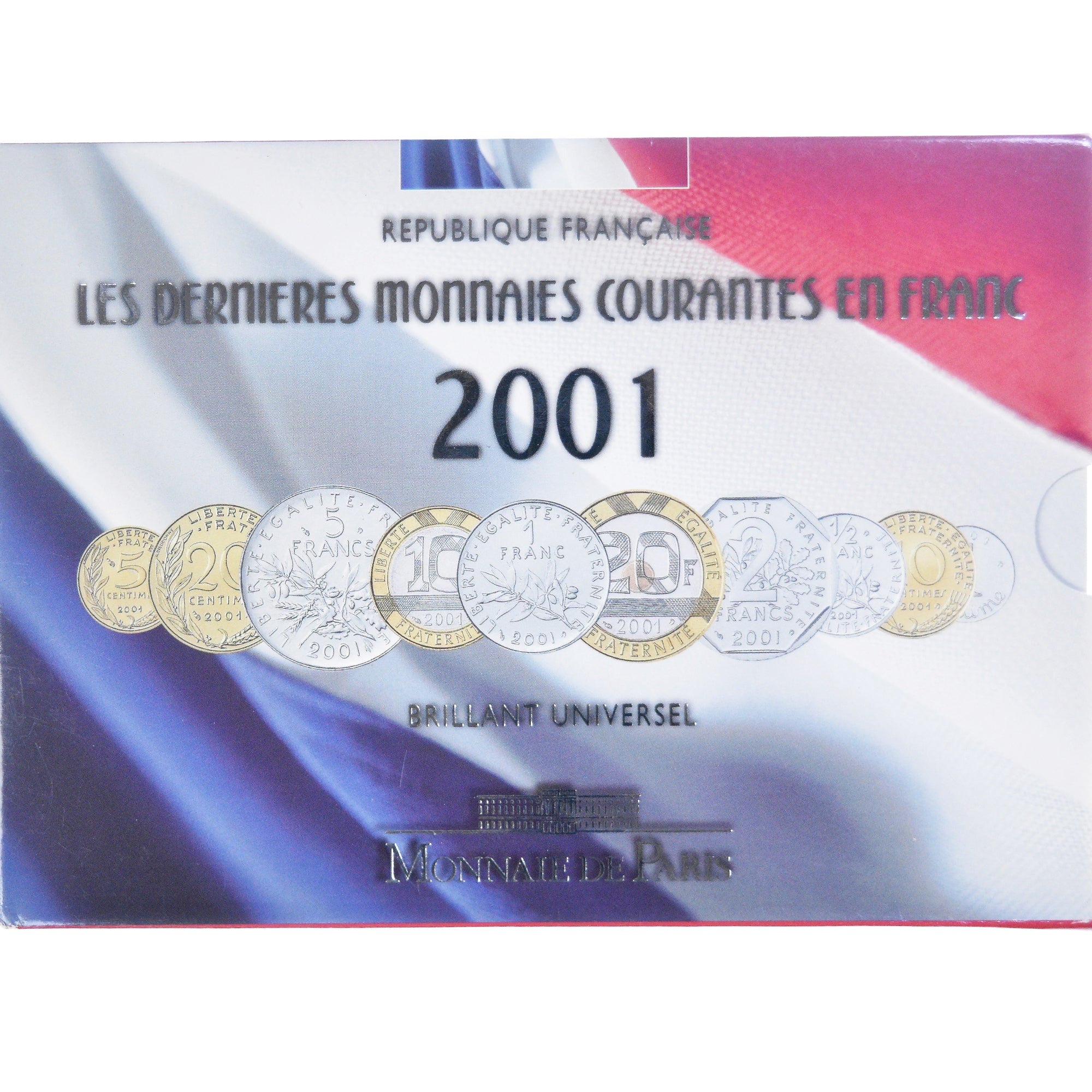 Moneta, Francja, Coffret 1 c. à 20 frs., 2001, Monnaie de Paris, BU, MS(65-70)