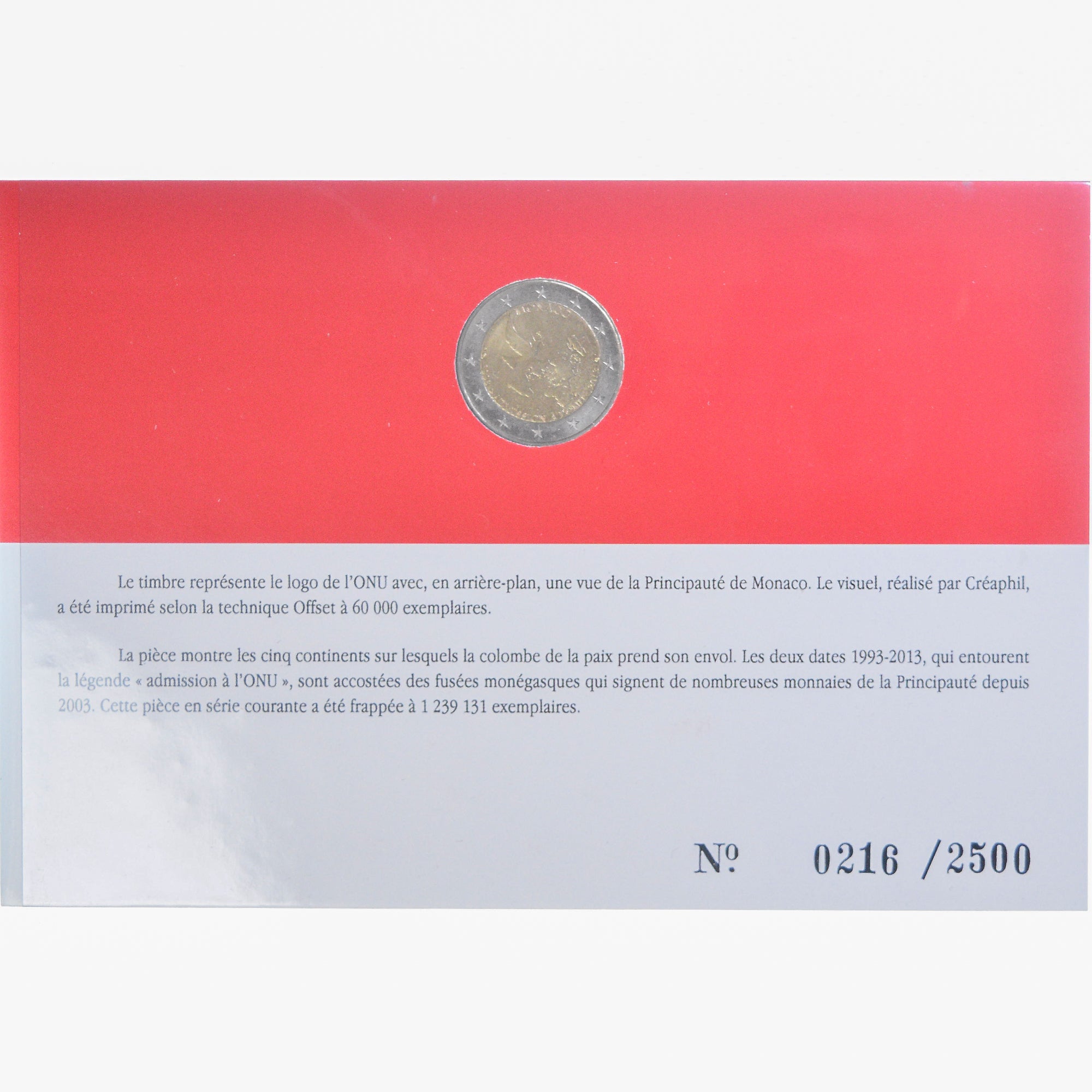 Monaco, 2 Euro, Nations Unies, 2013, Monnaie de Paris, MS(65-70), Bi-Metallic