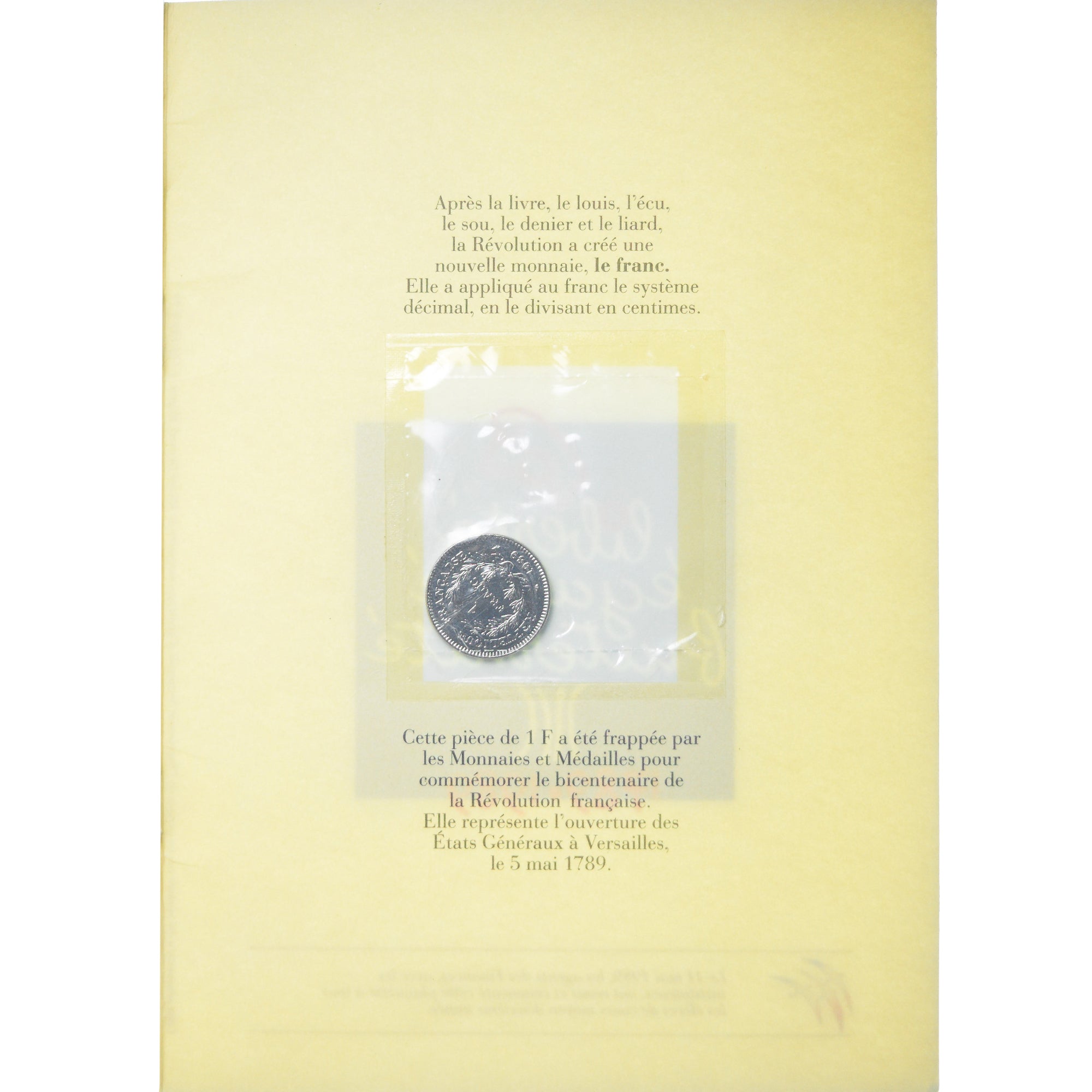 France, États généraux, Franc, 1989, MDP, Feuillet projet de loi de finances