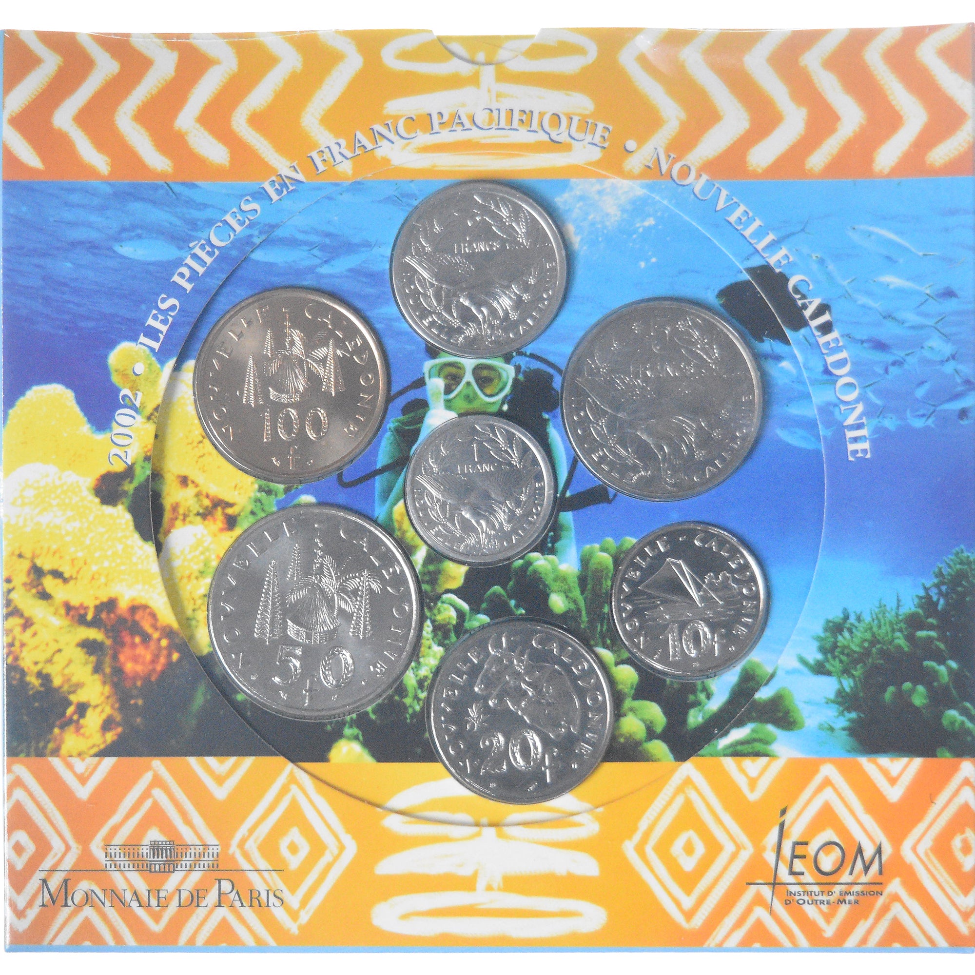 Coin, New Caledonia, Coffret 1 fr. à 100 frs., 2002, Monnaie de Paris, BU