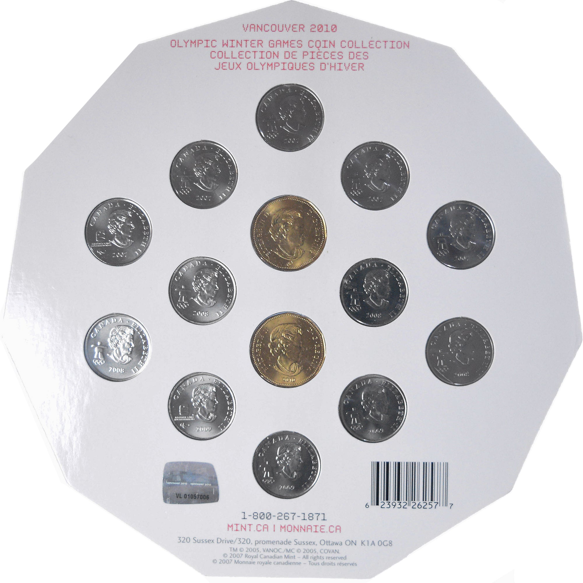 Coin, Canada, Elizabeth II, Vancouver Winter Olympics, Quarter set, 2010, Royal