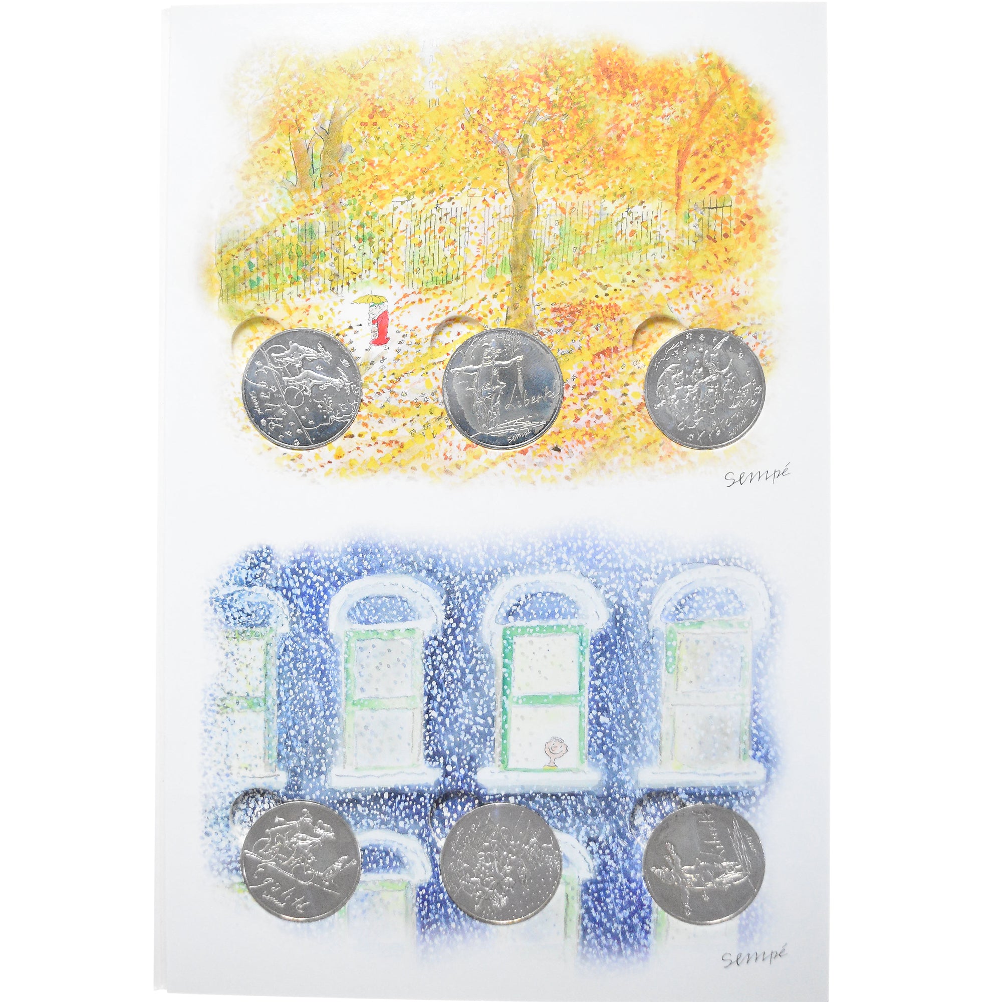 France, Coffret 12 x 10€, Sempé - Liberté, Egalité, Fraternité, 2014