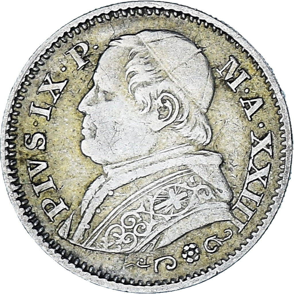 Moneta, STATI ITALIANI, PAPAL STATES, Pius IX, 10 Soldi, 50 Centesimi