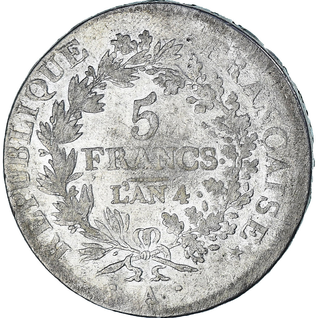 Coin, France, Union et Force, 5 Francs, AN 4, Paris, VF(20-25), Silver