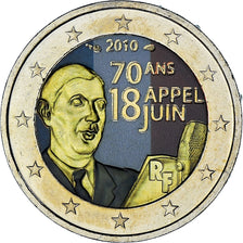 Frankreich, Appel du 18 juin 1940, 2 Euro, 2010, Colourized, UNZ, Bi-Metallic