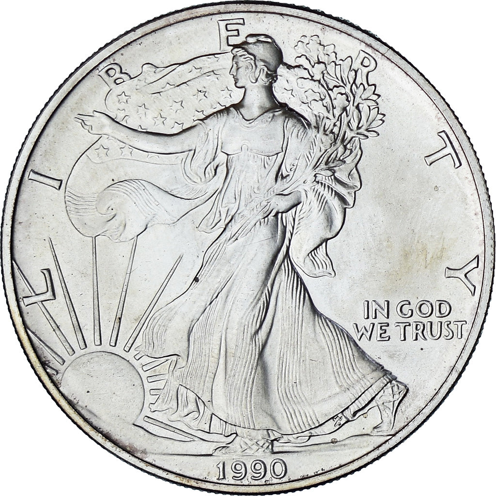États-Unis, Silver Eagle, 1 Dollar, 1 Oz, 1990, Philadelphie, Bullion, SPL