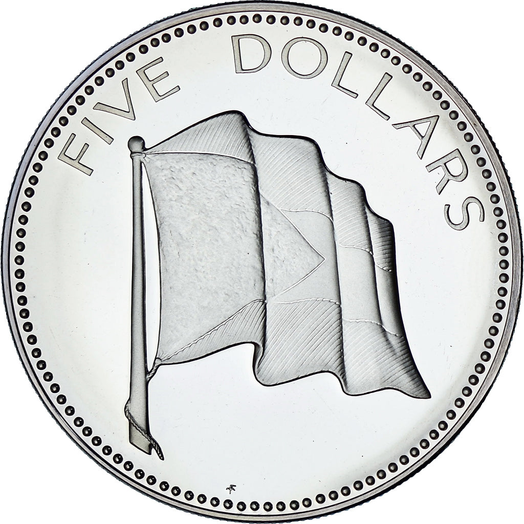 Bahamas, Elizabeth II, 5 Dollars, 1974, Franklin Mint, Proof, MS(65-70), Silver
