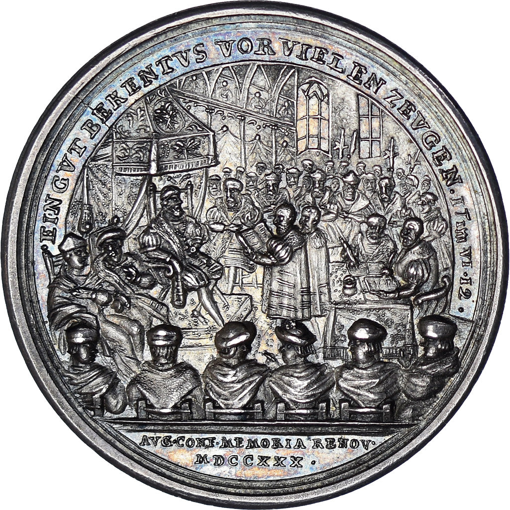 Germany, Medal, Bicentenaire de la confession d'Augsbourg, 1730, MS(63), Silver