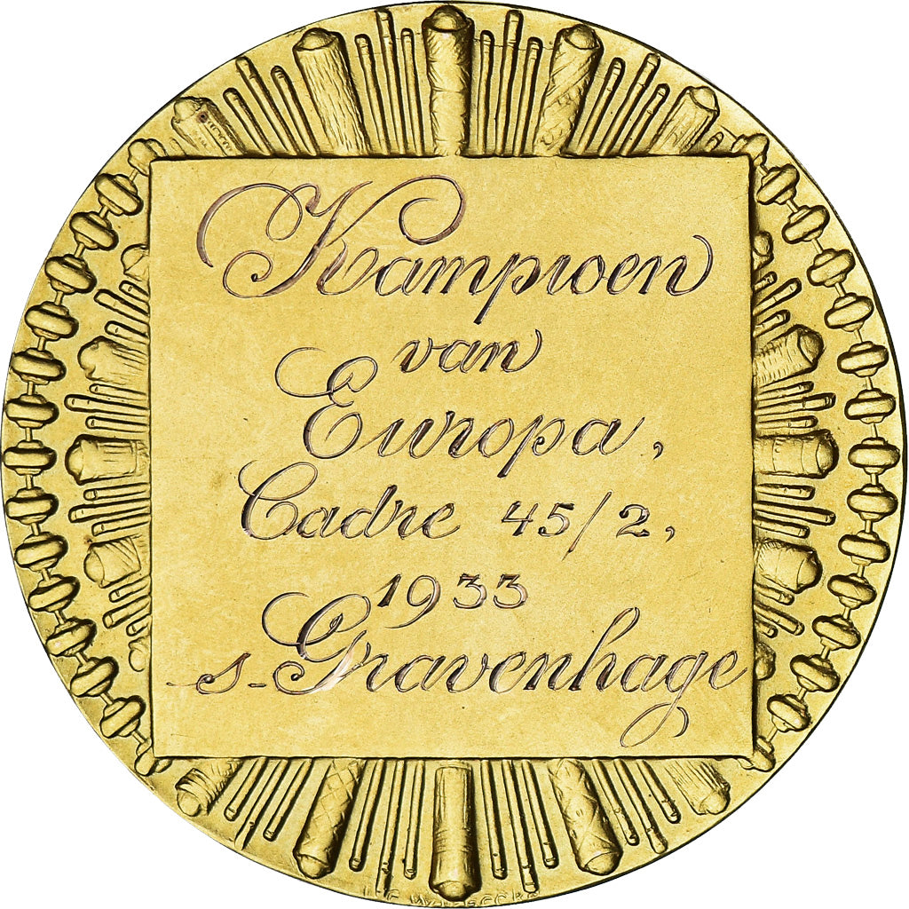 Netherlands, Medal, Nederlandsche biljartbond, 1933, MS(63), Gold