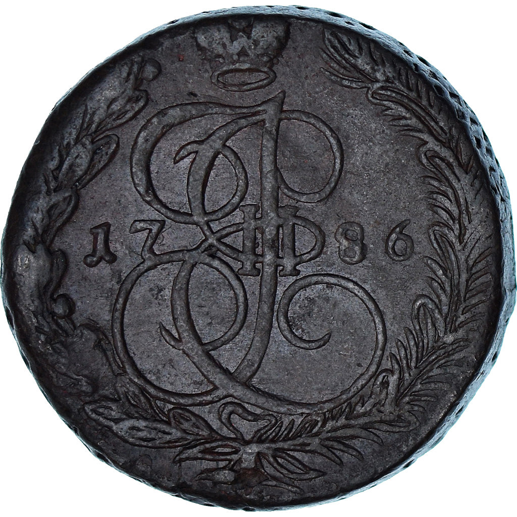 Russia, Catherine II, 5 Kopeks, 1786, Ekaterinbourg, EF(40-45), Copper, KM:59.3