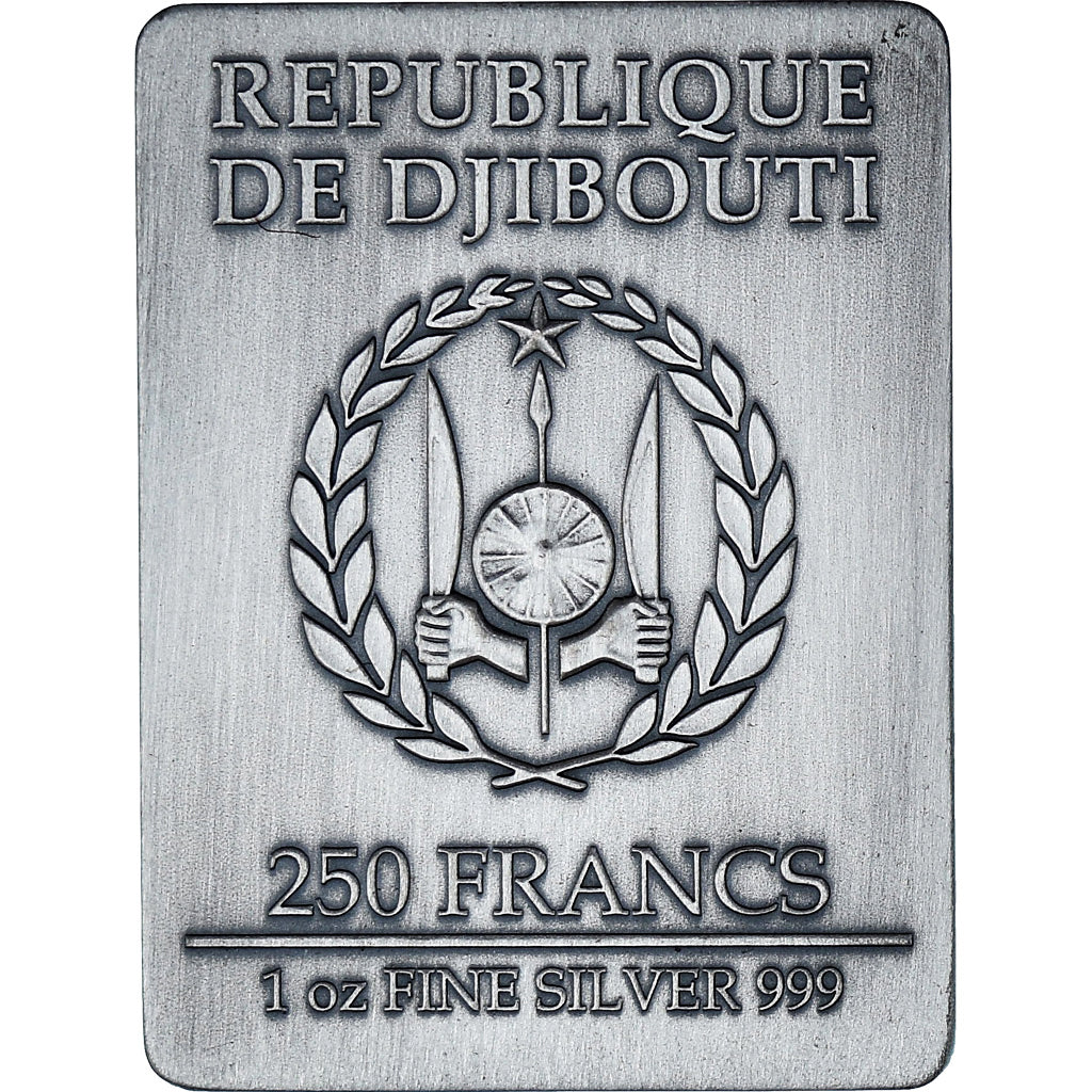 Djibouti, 3 Musketeers, Athos, 250 Francs, 2018, 1 Oz, MS(63), Silver