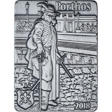 Djibouti, 3 Musketeers, Porthos, 250 Francs, 2018, 1 Oz, MS(63), Silver