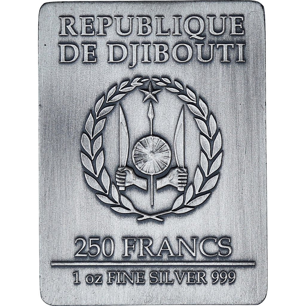 Djibouti, 3 Musketeers, Porthos, 250 Francs, 2018, 1 Oz, MS(63), Silver