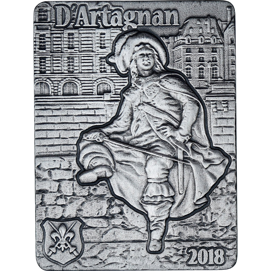 Djibouti, 3 Musketeers, D'Artagnan, 250 Francs, 2018, 1 Oz, MS(63), Silver