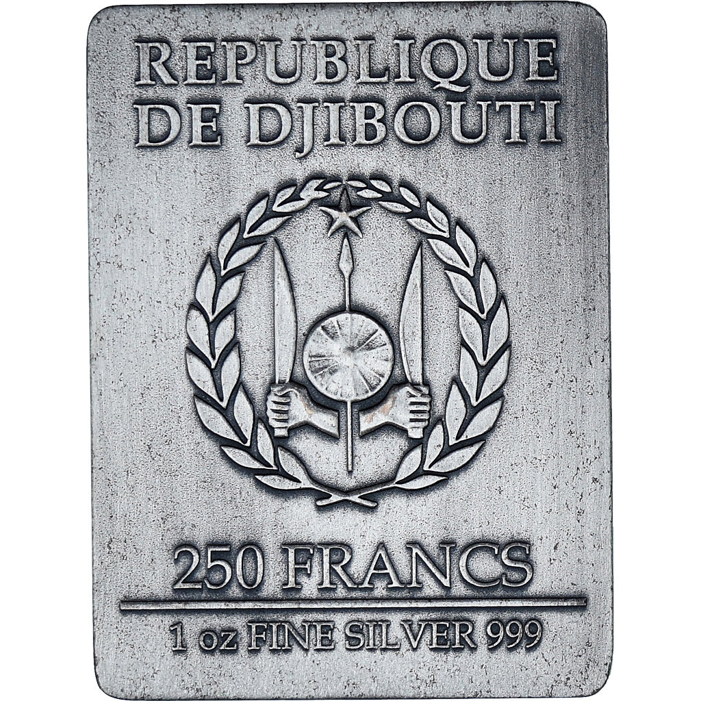 Djibouti, 3 Musketeers, D'Artagnan, 250 Francs, 2018, 1 Oz, MS(63), Silver