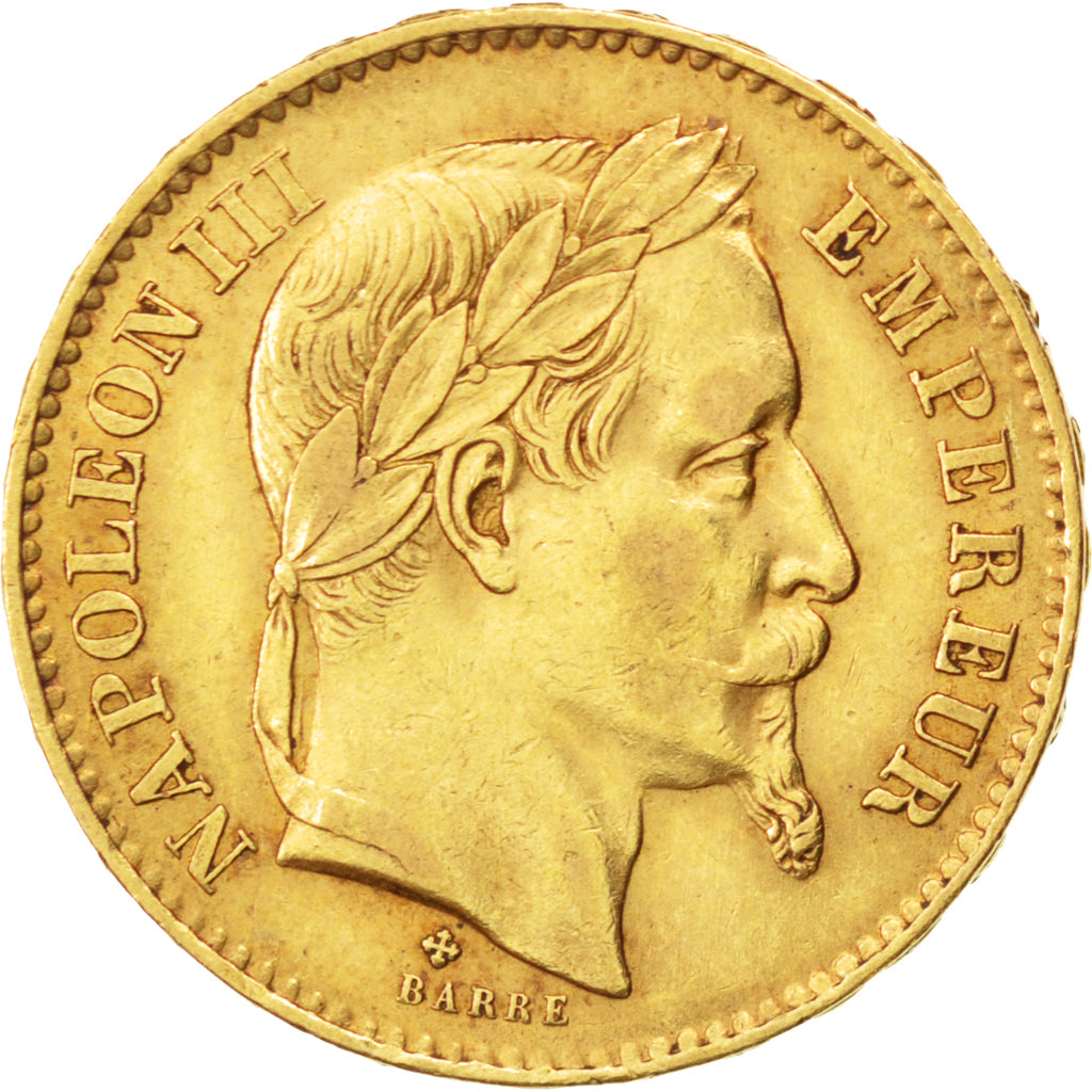 Second Empire, 20 francs or Napoléon III tête laurée, 1867 BB, Strasbourg, Gadou