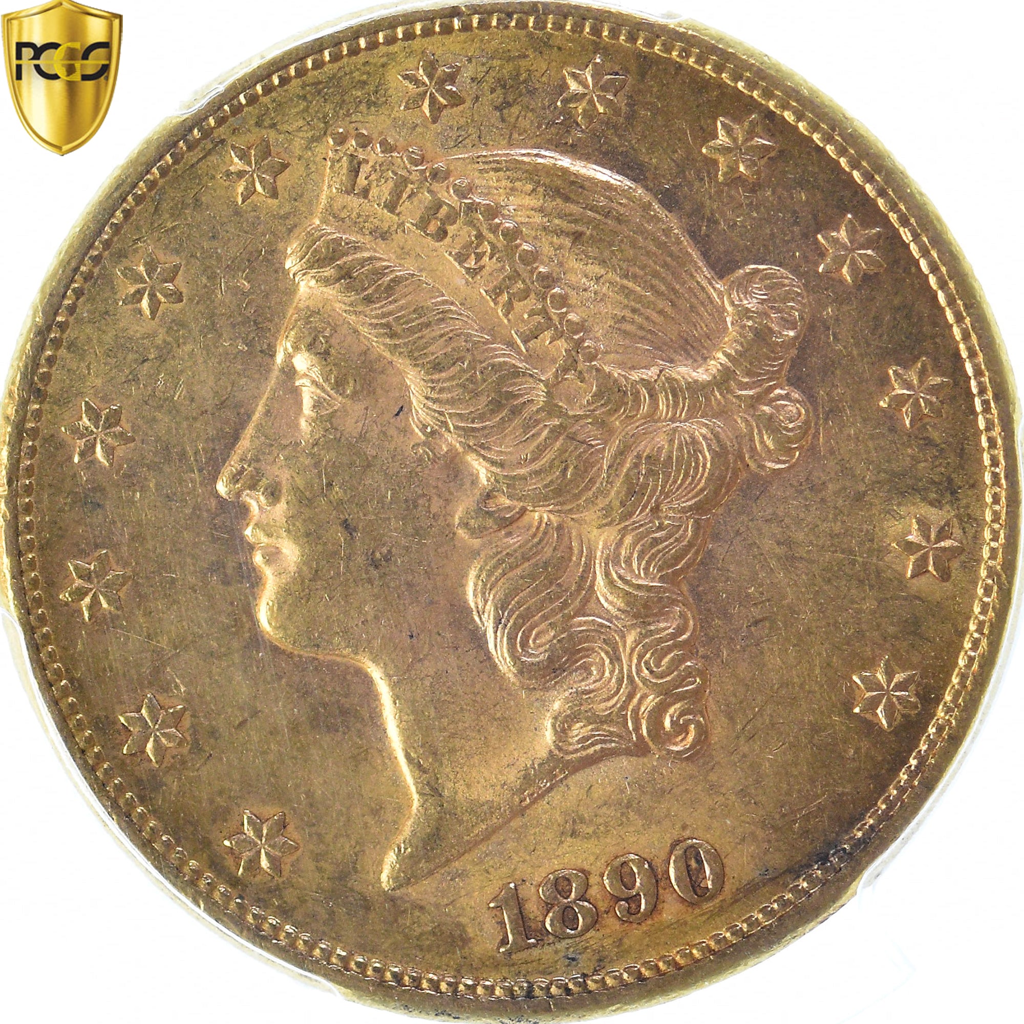 United States, Liberty Head, $20, Double Eagle, 1890, Carson City, PCGS, AU58