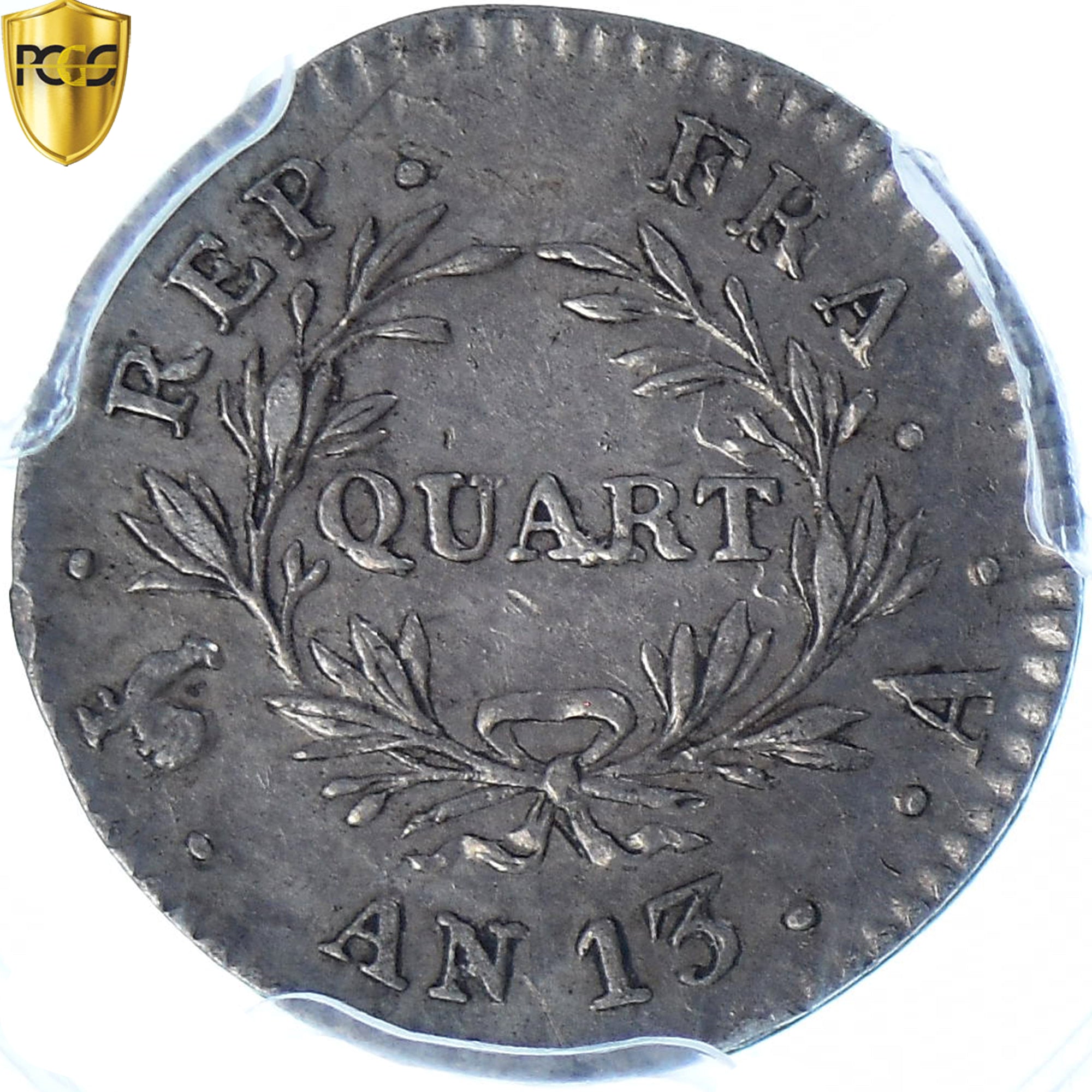 Frankrijk, Napoleon I, 1/4 Franc, AN 13, Paris, PCGS, Cleaned Au Detail, ZF+