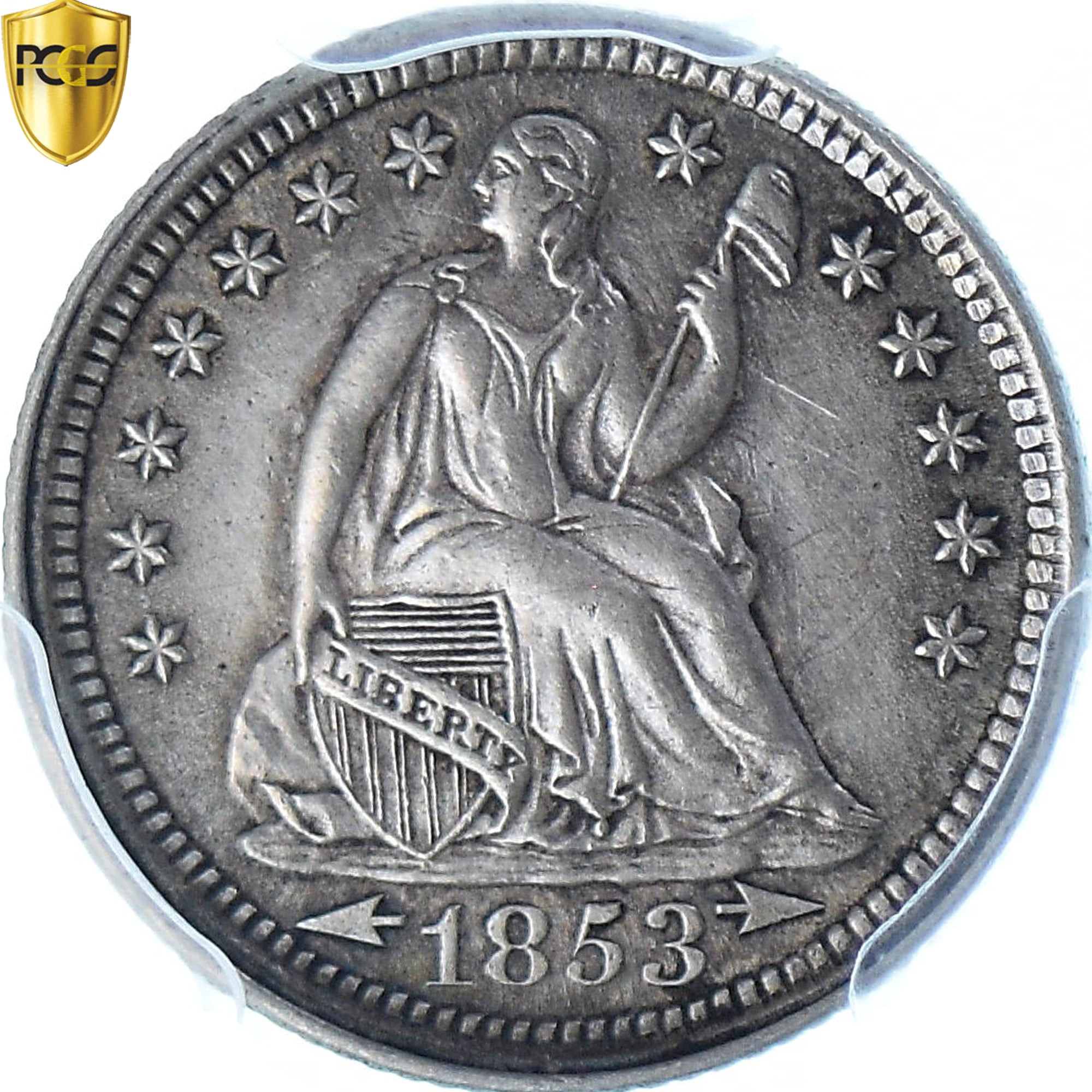 United States, Seated Liberty, Half Dime, 1853, Philadelphia, PCGS, Cleaned-XF