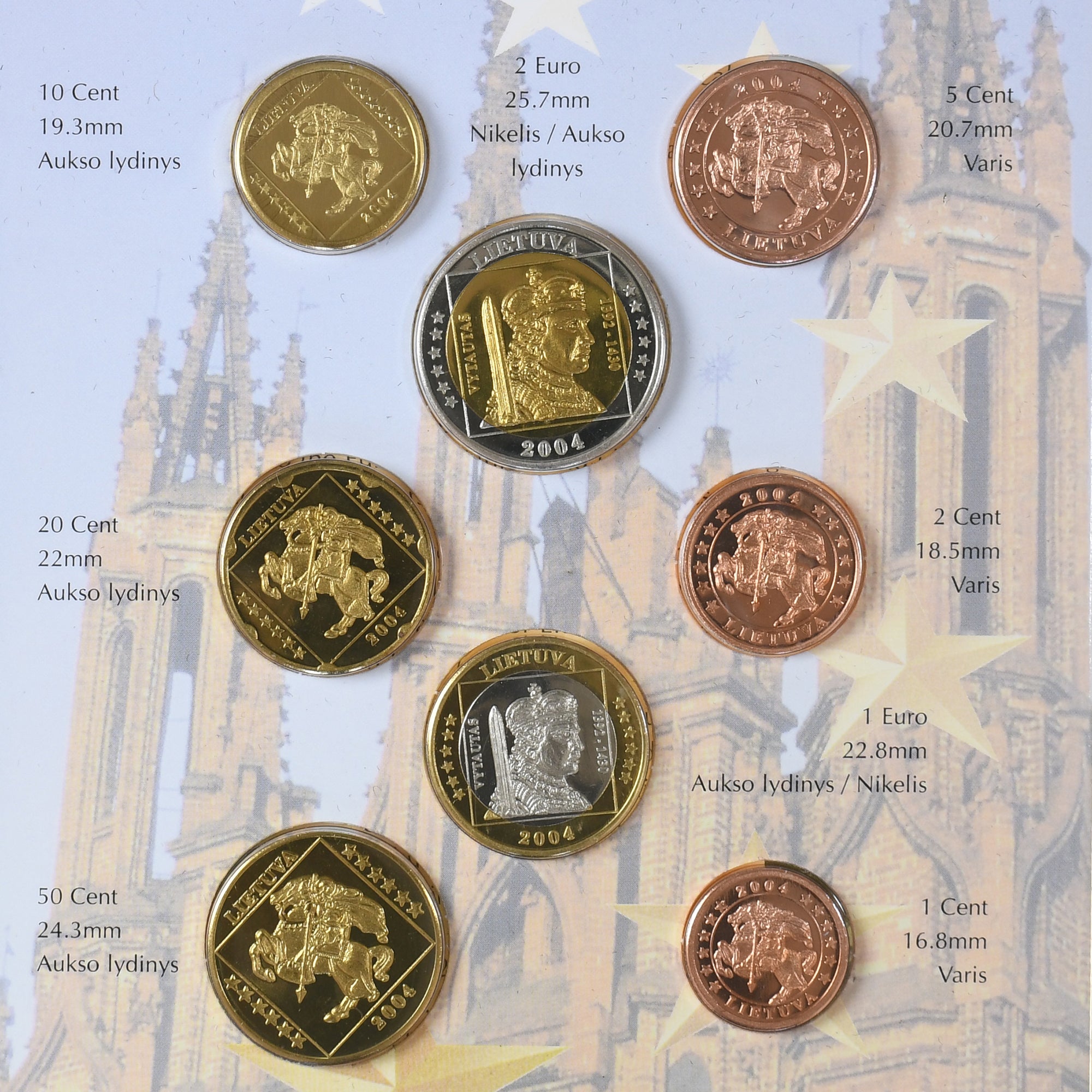 Lituânia, Pattern euro set, 2004, ENSAIO, MS(65-70), N/D