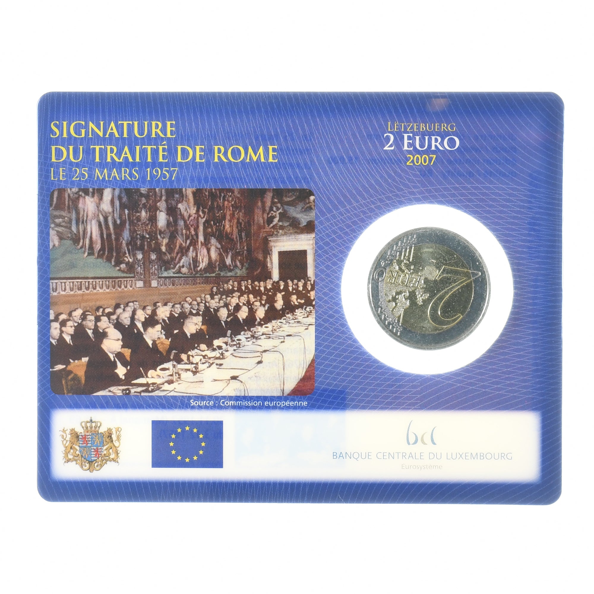 Luxembourg, 2 Euro, Traité de Rome, 2007, BU, MS(65-70), Bi-Metallic