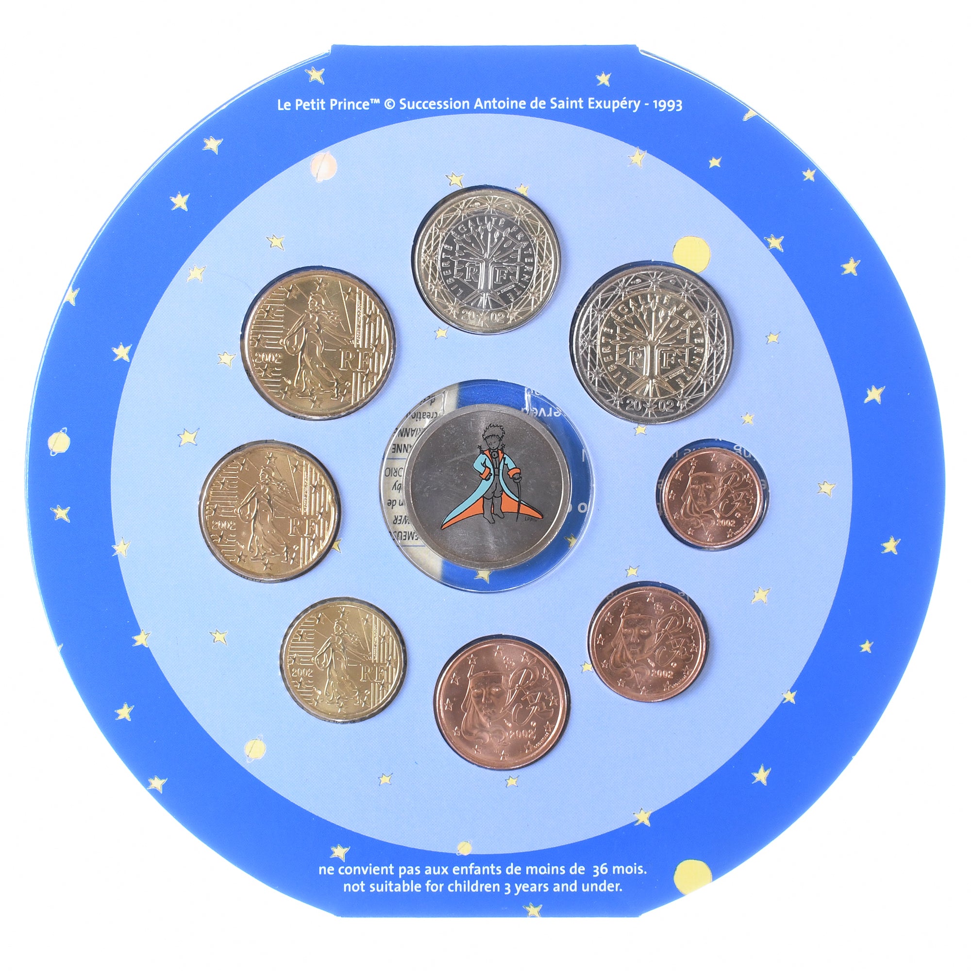 France, Petit Prince, Coffret 1c. à 2€ + jeton, 2002, Monnaie de Paris, BU