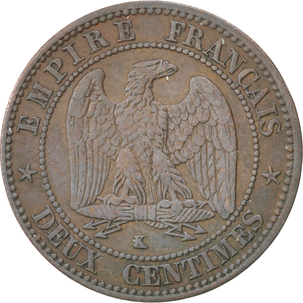 FRANCE, Napoléon III, 2 Centimes, 1862, Bordeaux, KM #796.3, VF(30-35), Bronze,