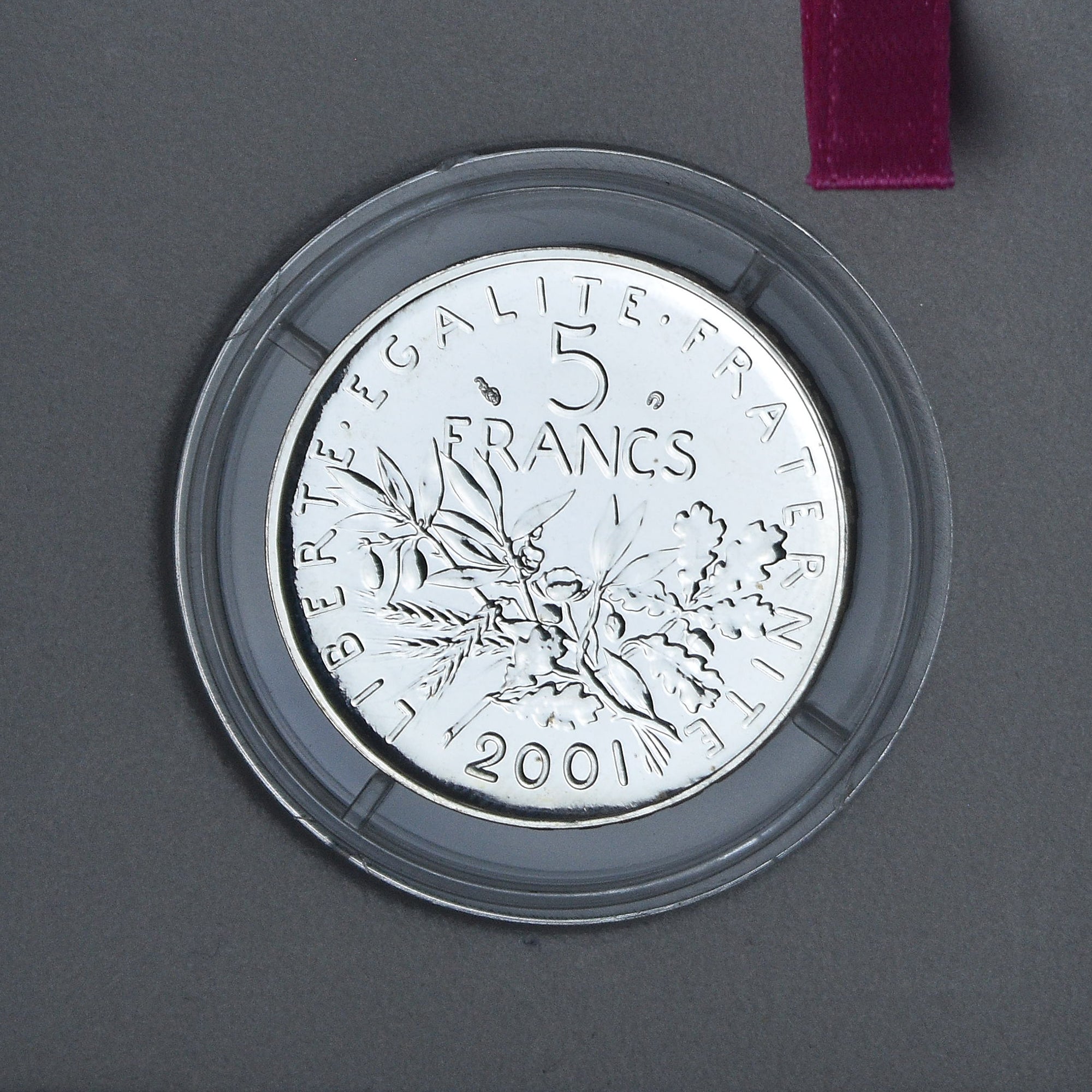 Monnaie, France, Semeuse, 5 Francs, 2001, Paris, BU, tranche relief, FDC