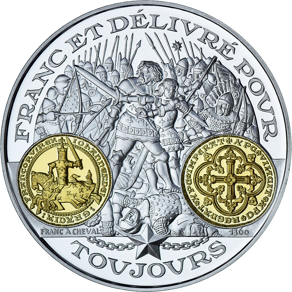 Francia, medaglia, Reproduction du Franc à Cheval, BE, FDC, Gold plated silver