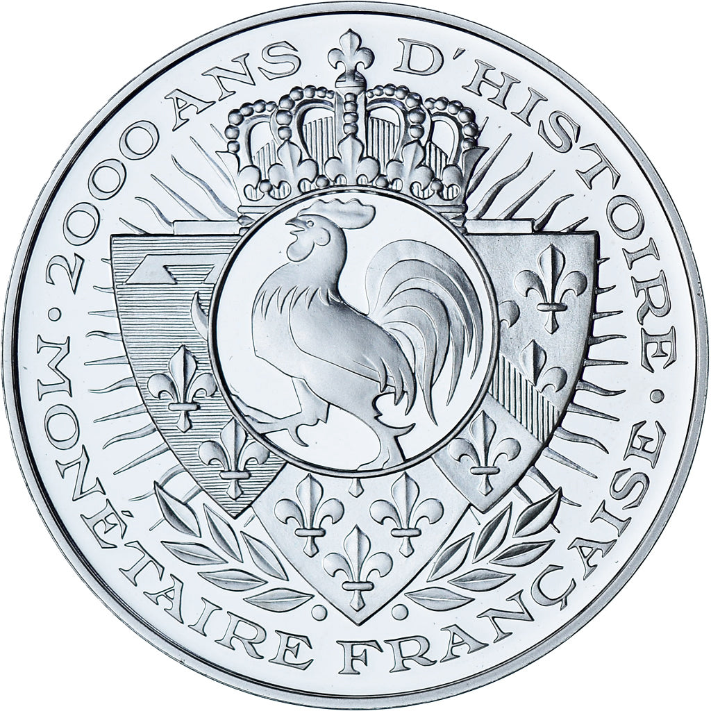 Francia, medaglia, Reproduction du Franc à Cheval, BE, FDC, Gold plated silver