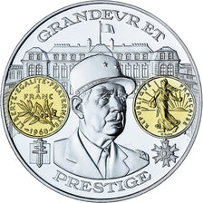 France, Médaille, Nouveau Franc De Gaulle, BE, FDC, Gold plated silver
