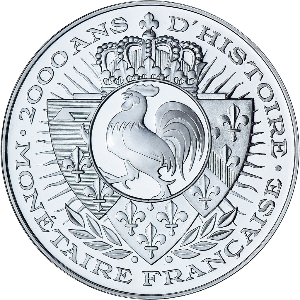 France, Medal, Nouveau Franc De Gaulle, BE, MS(65-70), Gold plated silver