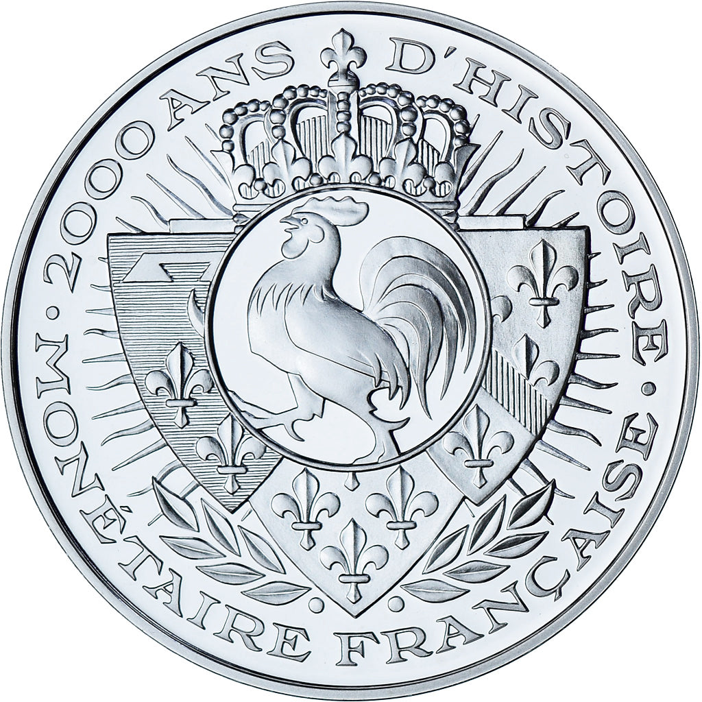 France, Medal, 1er euro Français, BE, MS(65-70), Gold plated silver