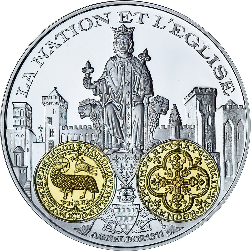 France, Médaille, Reproduction Agnel Philippe, BE, FDC, Gold plated silver