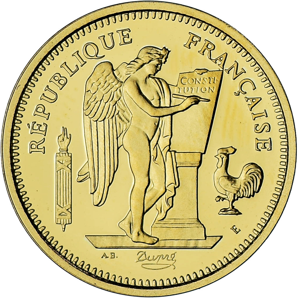 Frankrijk, Medaille, Reproduction 50 Francs Génie 1878, BE, FDC, Goud
